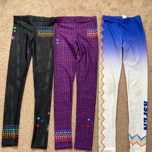 Girls Athletic Rainbow Leggings Kids Dance Workout Running Yoga Size 14